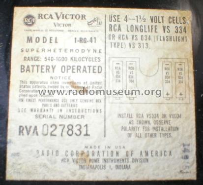 1RG41 Ch= RC-1208 ; RCA RCA Victor Co. (ID = 1630818) Radio