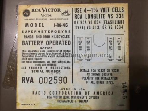 1RG46 Ch= RC-1208 ; RCA RCA Victor Co. (ID = 1980208) Radio
