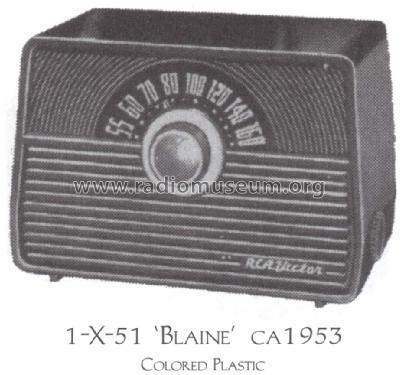1X51 Blaine Ch= RC 1104; RCA RCA Victor Co. (ID = 1522639) Radio