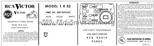 1X52 Ch= RC1104B; RCA RCA Victor Co. (ID = 2916538) Radio