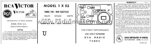 1X52 Ch= RC1104E; RCA RCA Victor Co. (ID = 2916542) Radio