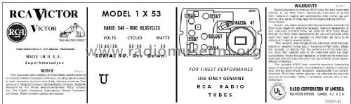 1X53 Ch= RC 1104-1; RCA RCA Victor Co. (ID = 2916544) Radio