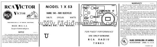 1X53 Ch= RC 1104A-1; RCA RCA Victor Co. (ID = 2916546) Radio