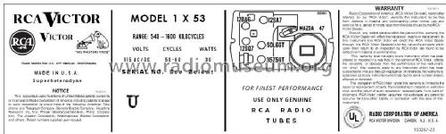 1X53 Ch= RC 1104B; RCA RCA Victor Co. (ID = 2916547) Radio