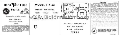 1X53 Ch= RC 1104C; RCA RCA Victor Co. (ID = 2916549) Radio