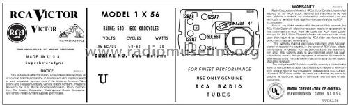 1X56 Ch= RC 1104-1; RCA RCA Victor Co. (ID = 2916579) Radio