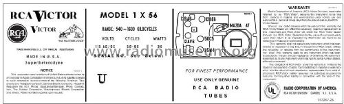 1X56 Ch= RC 1104E; RCA RCA Victor Co. (ID = 2916586) Radio