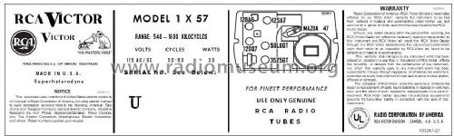 1X57 Ch= RC 1104B; RCA RCA Victor Co. (ID = 2916591) Radio