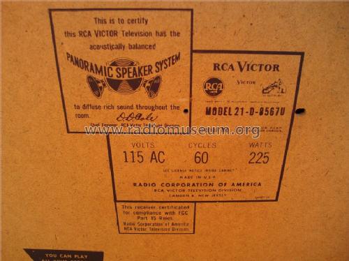 21-D-8567U; RCA RCA Victor Co. (ID = 1482407) Television