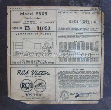 28X5 Ch= RC-1002-A; RCA RCA Victor Co. (ID = 237436) Radio