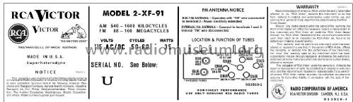 2-XF-91 'Forbes' Ch= RC-1121; RCA RCA Victor Co. (ID = 2920792) Radio