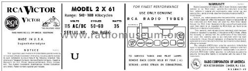 2X61 Ch= RC-1080C; RCA RCA Victor Co. (ID = 2911435) Radio