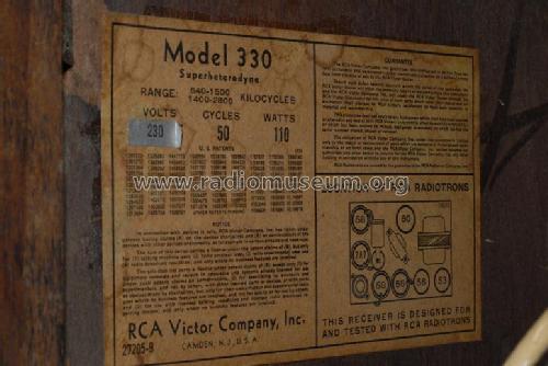 330 ; RCA RCA Victor Co. (ID = 480482) Radio