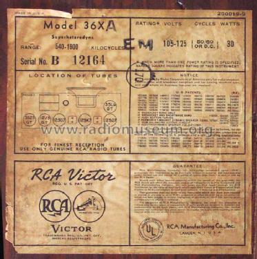 36X Ch= RC-462-A; RCA RCA Victor Co. (ID = 314289) Radio