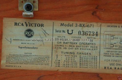 3-BX-671 Strato-World Ch= RC-1125; RCA RCA Victor Co. (ID = 179888) Radio