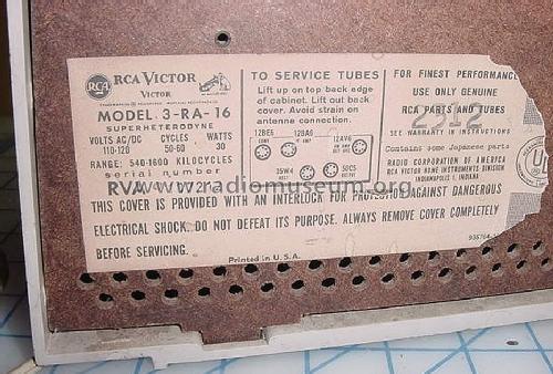 3-RA-16 Ch= RC-1202W; RCA RCA Victor Co. (ID = 1508841) Radio