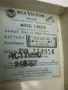 3 RH21G Ch= RC1199D; RCA RCA Victor Co. (ID = 1391375) Radio