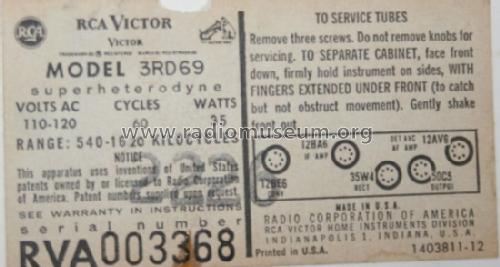 3RD69 Ch= RC-1202AD; RCA RCA Victor Co. (ID = 463607) Radio