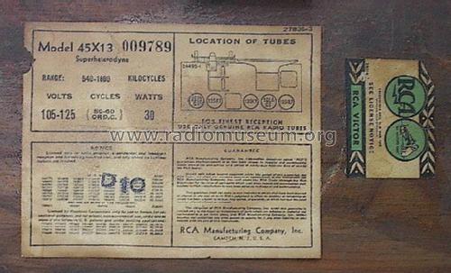 45X13 Ch= RC-459A; RCA RCA Victor Co. (ID = 1032459) Radio