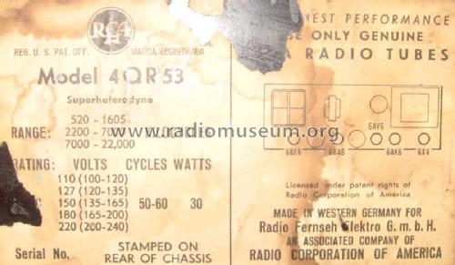 4 QR 53 ; RCA RCA Victor Co. (ID = 841396) Radio