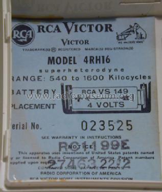 4RH16, 4RH1G, 4RH1-G Ch= RC1199E; RCA RCA Victor Co. (ID = 794787) Radio