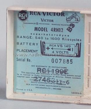 4RH12; RCA RCA Victor Co. (ID = 1421045) Radio