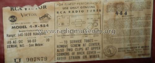 4X554 Ch= RC-1146; RCA RCA Victor Co. (ID = 1399752) Radio