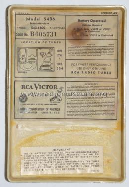 54B6 Ch= RC-589UE; RCA RCA Victor Co. (ID = 1019882) Radio