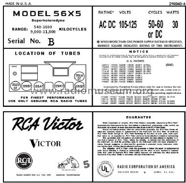 56X5 Ch= RC-1023; RCA RCA Victor Co. (ID = 2887858) Radio