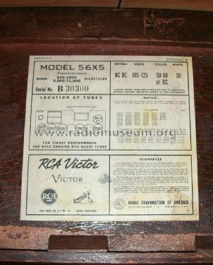 56X5 Ch= RC-1023; RCA RCA Victor Co. (ID = 1188280) Radio