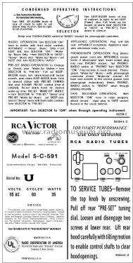 5-C-591 Ch=RC-1148; RCA RCA Victor Co. (ID = 3003765) Radio