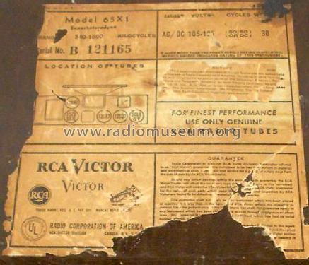 65X1 Ch= RC-1064; RCA RCA Victor Co. (ID = 1434021) Radio