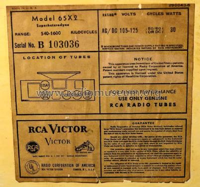 65X2 Ch= RC-1064; RCA RCA Victor Co. (ID = 1108842) Radio