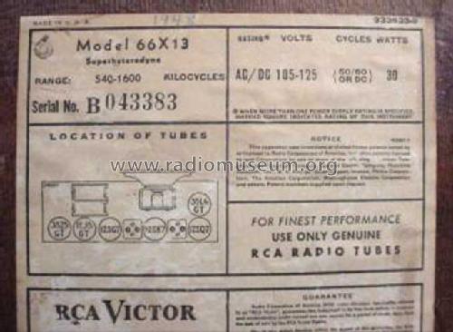 66X13 Ch= RC-1046B; RCA RCA Victor Co. (ID = 246071) Radio