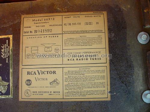 66X13 Ch= RC-1046B; RCA RCA Victor Co. (ID = 1465492) Radio