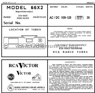 66X2 Ch= RC-1038; RCA RCA Victor Co. (ID = 2884982) Radio