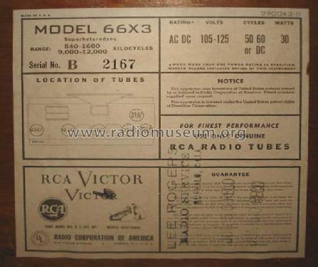 66X3 Ch= RC-1038; RCA RCA Victor Co. (ID = 241774) Radio