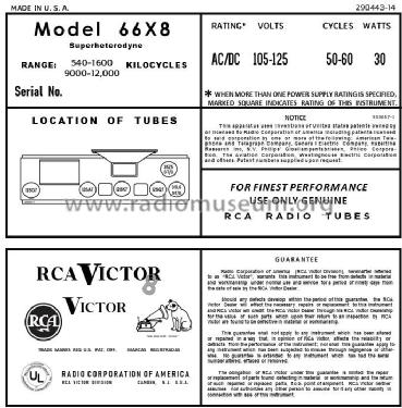 66X8 Ch= RC-1038A; RCA RCA Victor Co. (ID = 2884987) Radio