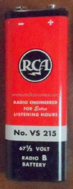 67½ Volt - Radio B Battery - Radio Engineered For Extra Listening Hours VS 215; RCA RCA Victor Co. (ID = 1733297) Power-S