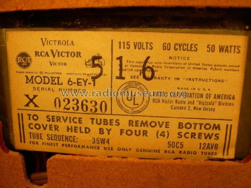 6-EY-1 Ch=RS-138S; RCA RCA Victor Co. (ID = 1736844) Ton-Bild