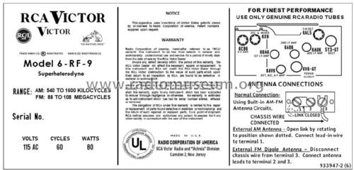 6-RF-9 The 'Livingston' Ch= RC-1129C; RCA RCA Victor Co. (ID = 2837055) Radio
