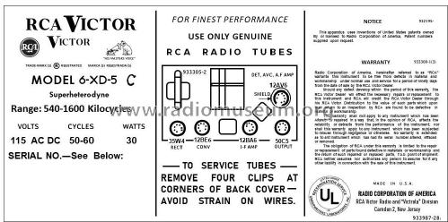 6-XD-5C 'The Glendon' Ch= RC-1146A; RCA RCA Victor Co. (ID = 2786205) Radio