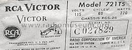 721-TS KCS 26-1; RCA RCA Victor Co. (ID = 439389) Televisore