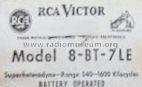 8-BT-7J Ch= RC-1169; RCA RCA Victor Co. (ID = 643692) Radio