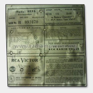 8-BX-6 Ch= RC-1161; RCA RCA Victor Co. (ID = 1223220) Radio