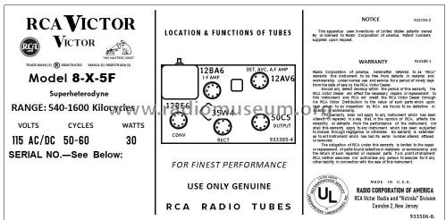 8-X-5F 'The Lyons' Ch= RC-1170; RCA RCA Victor Co. (ID = 2786386) Radio