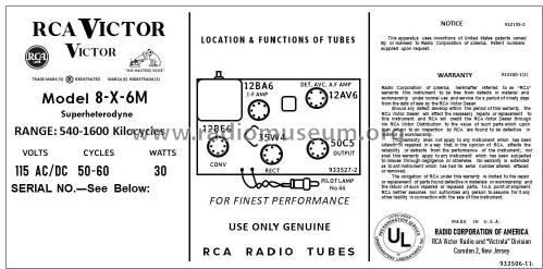 8-X-6M 'The Burgess' Ch= RC-1178; RCA RCA Victor Co. (ID = 2786209) Radio