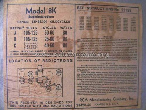 8K ; RCA RCA Victor Co. (ID = 368465) Radio