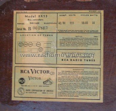 8X53 Ch= RC-1064; RCA RCA Victor Co. (ID = 1852630) Radio