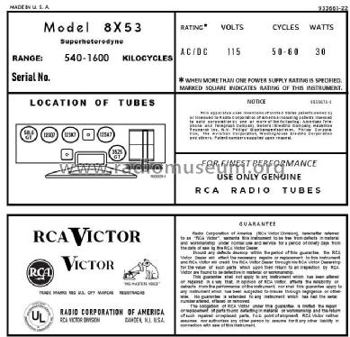 8X53 Ch= RC-1064; RCA RCA Victor Co. (ID = 2936908) Radio